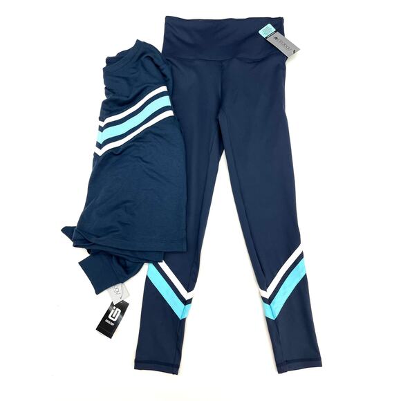 2 PC Ideology Workout Gym 7/8 length Leggings and Matching Top Navy XS NWT - Picture 4 of 5